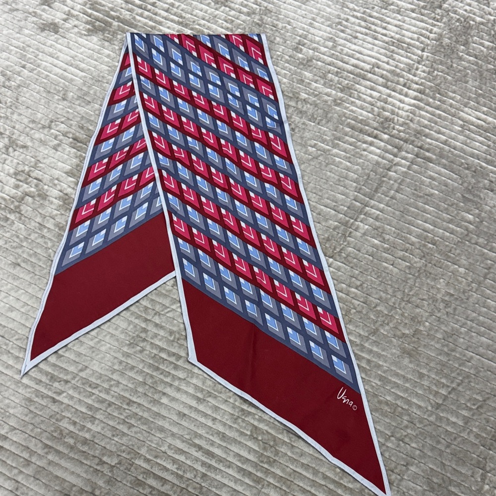 Vera Neumann Red and Blue Geometric Scarf